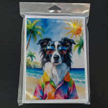 Load image into Gallery viewer, Border Collie Summer Beach Time Greeting Cards Pack of 8