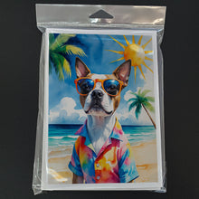 Load image into Gallery viewer, Red Boston Terrier Summer Beach Time Greeting Cards Pack of 8