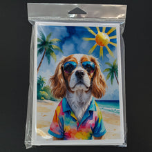 Load image into Gallery viewer, Cavalier Spaniel Summer Beach Time Greeting Cards Pack of 8
