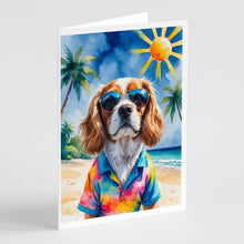 Load image into Gallery viewer, Cavalier Spaniel Summer Beach Time Greeting Cards Pack of 8