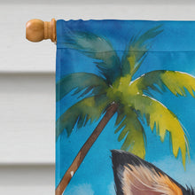 Load image into Gallery viewer, Black and Tan Chihuahua Summer Beach Time House Flag