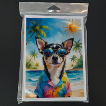 Load image into Gallery viewer, Black and Tan Chihuahua Summer Beach Time Greeting Cards Pack of 8