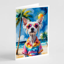 Load image into Gallery viewer, Chinese Crested Summer Beach Time Greeting Cards Pack of 8