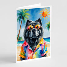 Load image into Gallery viewer, Black Chow Chow Summer Beach Time Greeting Cards Pack of 8