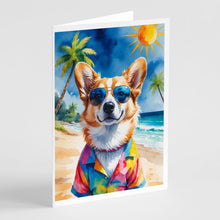 Load image into Gallery viewer, Corgi Summer Beach Time Greeting Cards Pack of 8