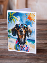 Load image into Gallery viewer, Dachshund Summer Beach Time Greeting Cards Pack of 8