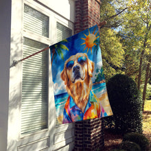 Load image into Gallery viewer, Golden Retriever Summer Beach Time House Flag