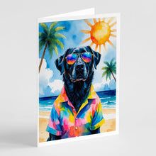 Load image into Gallery viewer, Black Labrador Retriever Summer Beach Time Greeting Cards Pack of 8