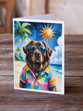Load image into Gallery viewer, Chocolate Newfoundland Summer Beach Time Greeting Cards Pack of 8
