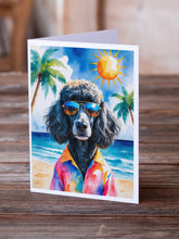 Load image into Gallery viewer, Black Poodle Summer Beach Time Greeting Cards Pack of 8
