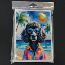 Load image into Gallery viewer, Black Poodle Summer Beach Time Greeting Cards Pack of 8