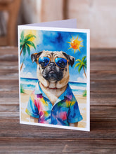 Load image into Gallery viewer, Pug Summer Beach Time Greeting Cards Pack of 8