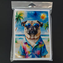 Load image into Gallery viewer, Pug Summer Beach Time Greeting Cards Pack of 8