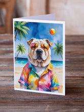 Load image into Gallery viewer, Shar Pei Summer Beach Time Greeting Cards Pack of 8