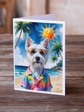Load image into Gallery viewer, Westie Summer Beach Time Greeting Cards Pack of 8