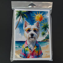 Load image into Gallery viewer, Westie Summer Beach Time Greeting Cards Pack of 8
