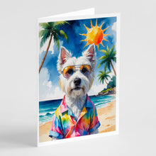 Load image into Gallery viewer, Westie Summer Beach Time Greeting Cards Pack of 8