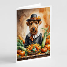 Load image into Gallery viewer, Airedale Terrier Thanksgiving Greeting Cards Pack of 8