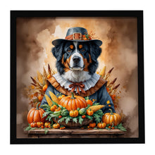 Load image into Gallery viewer, Bernese Mountain Dog Thanksgiving Framed Metal Print