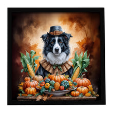 Load image into Gallery viewer, Border Collie Thanksgiving Framed Metal Print