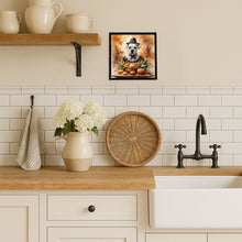 Load image into Gallery viewer, White Boxer Thanksgiving Framed Metal Print