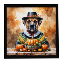 Load image into Gallery viewer, Bullmastiff Thanksgiving Framed Metal Print