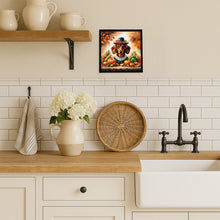 Load image into Gallery viewer, Red Brown Dachshund Thanksgiving Framed Metal Print
