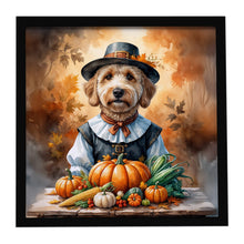 Load image into Gallery viewer, Labradoodle Thanksgiving Framed Metal Print