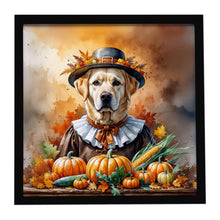 Load image into Gallery viewer, Yellow Labrador Retriever Thanksgiving Framed Metal Print