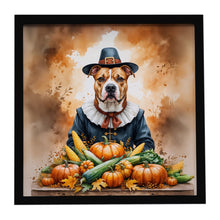 Load image into Gallery viewer, Pit Bull Terrier Thanksgiving Framed Metal Print