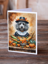 Load image into Gallery viewer, Grey Silver Poodle Thanksgiving Greeting Cards Pack of 8