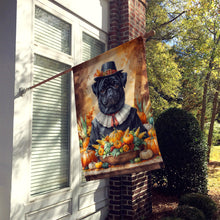 Load image into Gallery viewer, Black Pug Thanksgiving House Flag