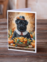 Load image into Gallery viewer, Black Pug Thanksgiving Greeting Cards Pack of 8