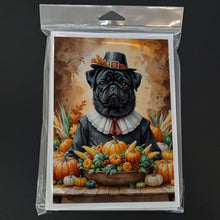 Load image into Gallery viewer, Black Pug Thanksgiving Greeting Cards Pack of 8