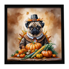 Load image into Gallery viewer, Pug Thanksgiving Framed Metal Print