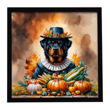 Load image into Gallery viewer, Rottweiler Thanksgiving Framed Metal Print