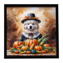 Load image into Gallery viewer, Samoyed Thanksgiving Framed Metal Print
