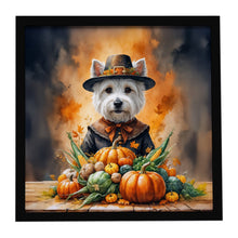 Load image into Gallery viewer, Westie Thanksgiving Framed Metal Print