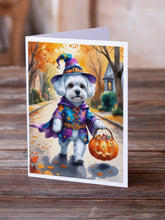 Load image into Gallery viewer, Bichon Frise Halloween Trick or Treat Greeting Cards Pack of 8