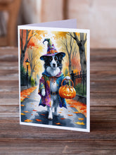 Load image into Gallery viewer, Border Collie Halloween Trick or Treat Greeting Cards Pack of 8