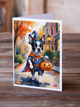 Load image into Gallery viewer, Boston Terrier Halloween Trick or Treat Greeting Cards Pack of 8