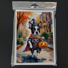 Load image into Gallery viewer, Boston Terrier Halloween Trick or Treat Greeting Cards Pack of 8