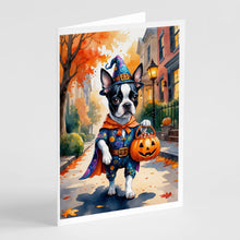 Load image into Gallery viewer, Boston Terrier Halloween Trick or Treat Greeting Cards Pack of 8