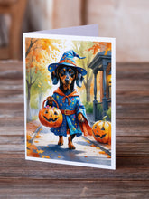 Load image into Gallery viewer, Dachshund Halloween Trick or Treat Greeting Cards Pack of 8