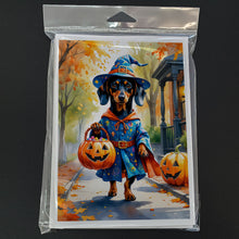 Load image into Gallery viewer, Dachshund Halloween Trick or Treat Greeting Cards Pack of 8