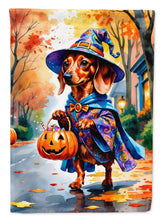 Load image into Gallery viewer, Red Dachshund Halloween Trick or Treat Garden Flag