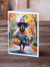 Load image into Gallery viewer, Doberman Pinscher Halloween Trick or Treat Greeting Cards Pack of 8