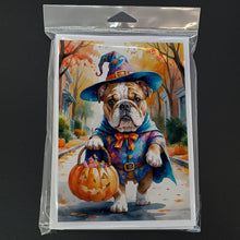 Load image into Gallery viewer, English Bulldog Halloween Trick or Treat Greeting Cards Pack of 8