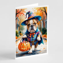 Load image into Gallery viewer, English Bulldog Halloween Trick or Treat Greeting Cards Pack of 8