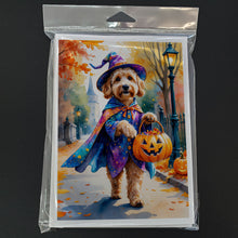 Load image into Gallery viewer, Goldendoodle Halloween Trick or Treat Greeting Cards Pack of 8